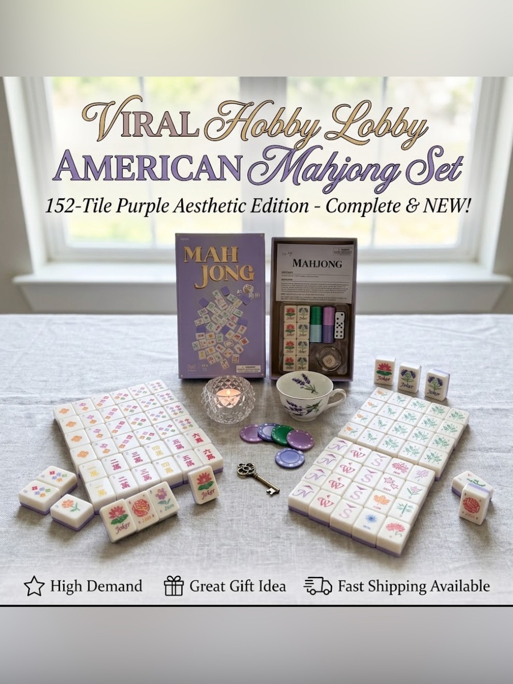 VIRAL Hobby Lobby American Mahjong Set - Purple & Lavender (152 Tiles - NEW)